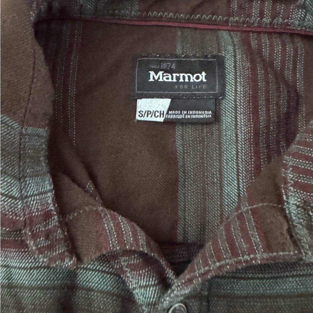 Marmot Brown Plaid Button Down Flannel Shirt Men’s Size Small